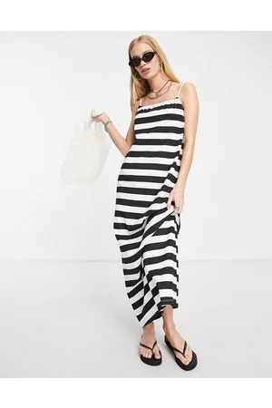 ONLY Maxi cami sundress in black & white stripe