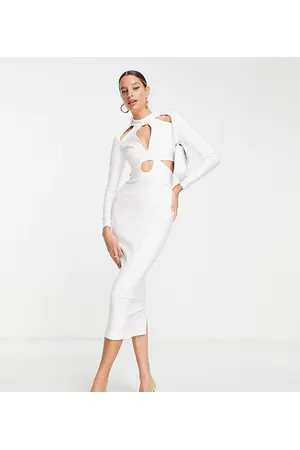 Vesper Long sleeve cut out detail midi dress in