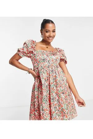 Collective The Label Exclusive structured mesh smock dress in rose print