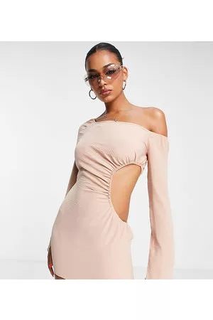 AsYou Mujer Strapless y off shoulder - Ruched cut out bardot mini dress in natural
