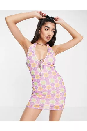 Miss Selfridge Mujer Estampados - Halter dress in retro daisy print