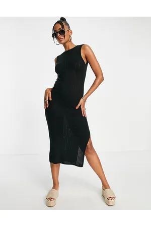 ASOS Midi dress in open stitch with low back detail in