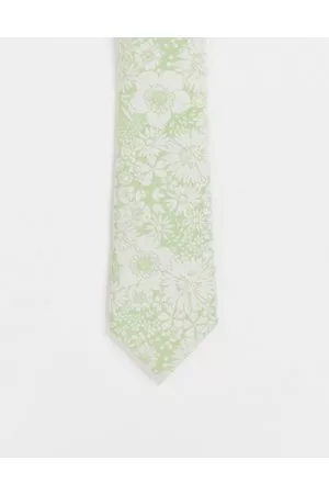 ASOS Slim tie with floral design in - LGREEN