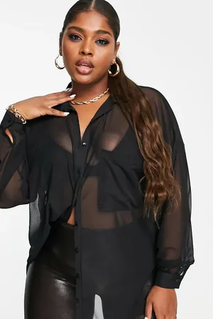 ASOS ASOS DESIGN Curve oversized mesh shirt in