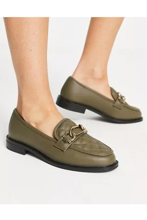 River Island Chain detail loafer in olive