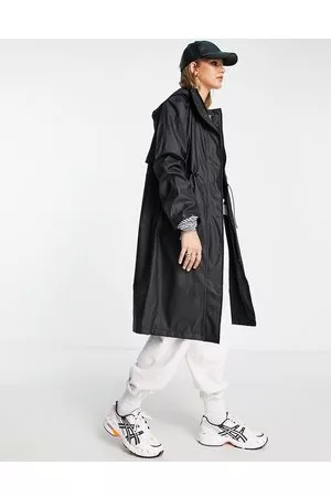 SELECTED Femme longline raincoat with toggle waist in