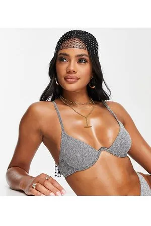 South Beach Mix & match exaggerated wire bikini top in metallic