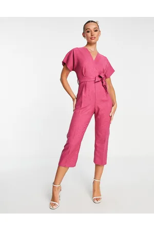 Closet Tie waist kimono jumpsuit in plum