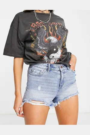 ONLY Pacy high waisted ripped denim shorts in light