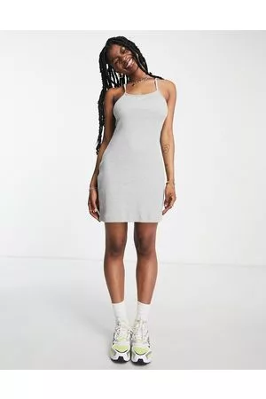 Nike Essential mini swoosh ribbed dress in heather
