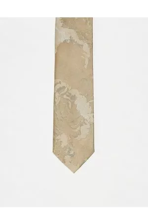 ASOS Slim tie in oversized gold and silver floral