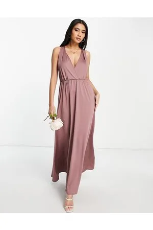 VILA Bridesmaid v neck maxi dress in