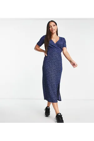 New Look Shirred waist midi dress in animal