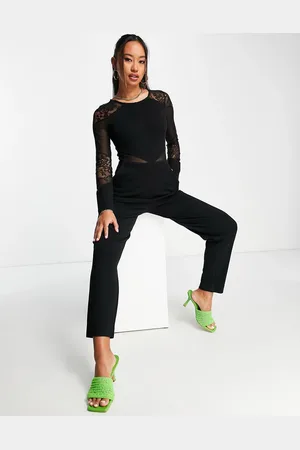 French Connection Bodycon jumpsuit with mesh cut outs in
