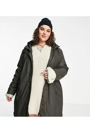 ONLY Faux fur lined hooded rain coat in