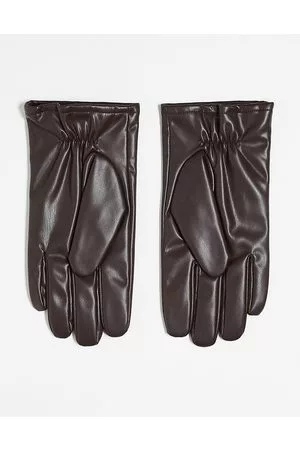 ASOS Faux leather gloves in chocolate