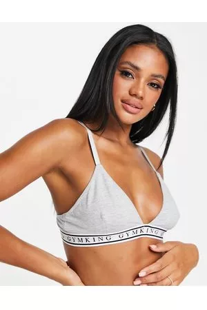 Gym King Lounge triangle branded tape bra in