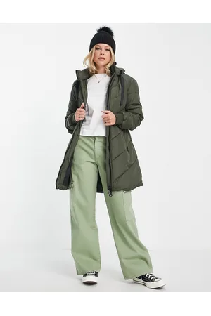 JDY Chevron hooded padded coat in khaki