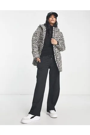 VILA Padded coat with hood in leopard print
