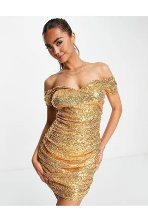 In The Style Exclusive sequin off shoulder mini dress in