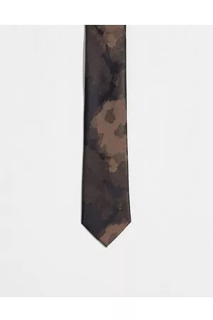Noak Slim tie in brown and black watercolour jacquard