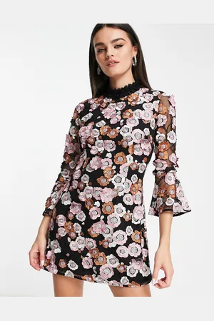 French Connection Embellished 3D floral mini dress