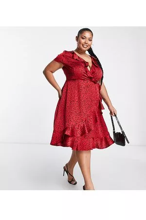 Yours Satin wrap dress in animal print