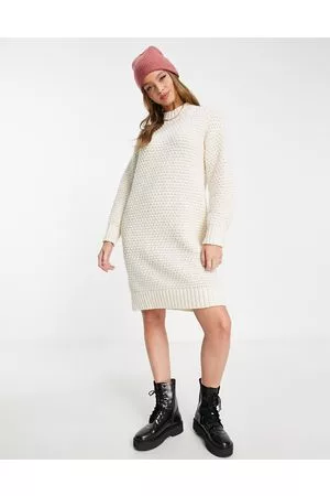 Monki Knitted jumper dress in off