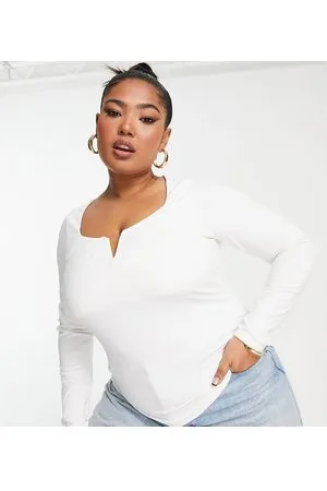 New Look New Look Curve notch neck long sleeve top in