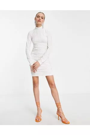 Extro & Vert High neck bodycon mini dress in shimmer velvet