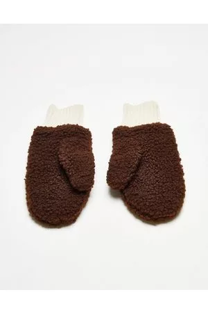 Topshop Mujer Guantes - Borg mittens in chocolate