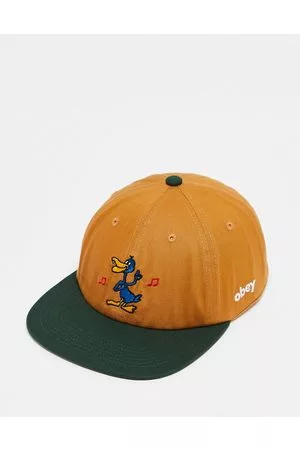 Obey Disco duck snapback cap in brown and green
