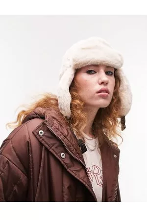 Topshop Faux fur trapper hat in cream