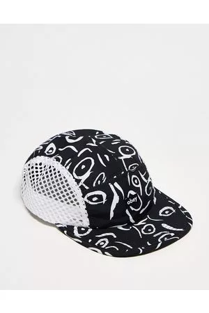 Obey Co-ord scribbles camp cap in and white