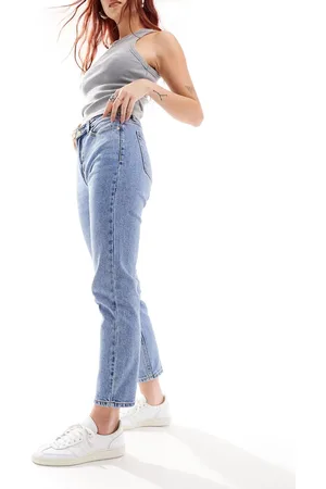 ONLY Emily high waisted straight leg jeans in mid