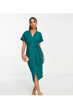 Closet Kimono wrap dress in emerald