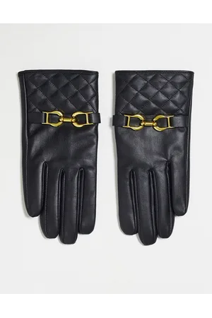 ASOS AO DEIGN leather gloves with gold hardware in