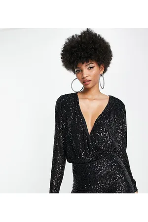 ASOS ASOS DESIGN Tall sequin wrap bodysuit in