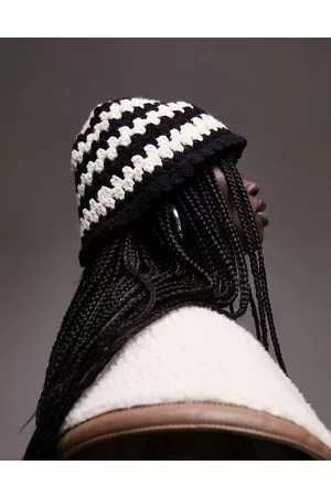 Topshop Mujer Maletas de viaje vintage - Crochet bucket hat in black and white