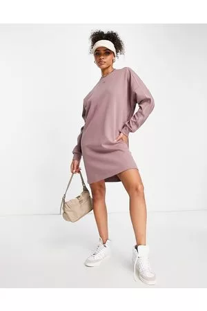 adidas Contempo chunky striped sweater dress in mauve