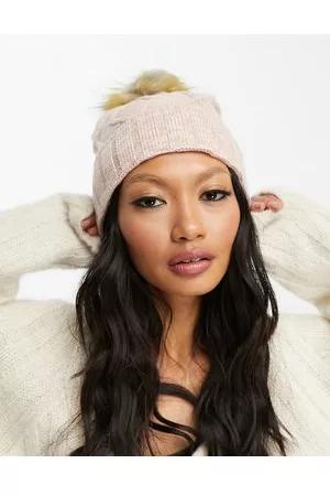 Elle Marl knit bobble beanie hat in