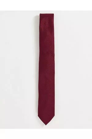 ASOS Textured tie in burgundy