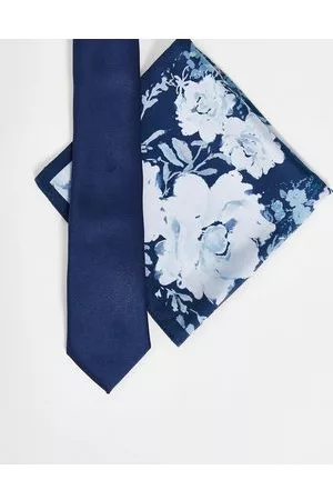 ASOS Hombre Corbatas - Slim tie and pocket square with floral design in