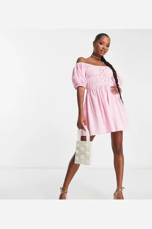ASOS Petite off shoulder milkmaid beach dress in