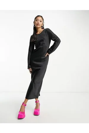Monki Long sleeve cross back dress in