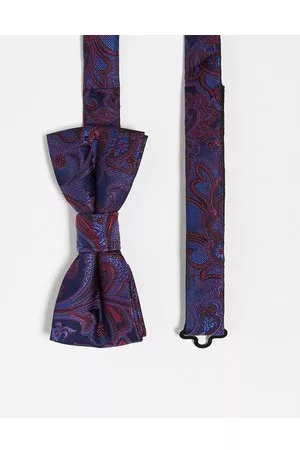 Twisted Tailor Bow tie in navy with red paisley pattern