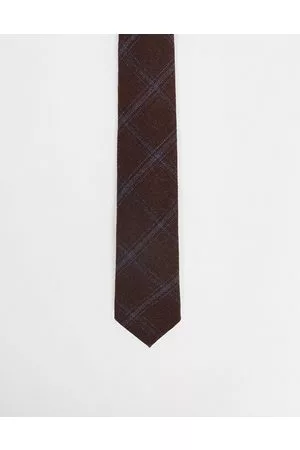 Noak Wool slim tie in check