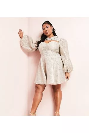 ASOS Mujer Cortos - Curve peekaboo mini dress in jacquard