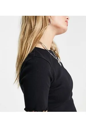 COLLUSION Lettuce edge ribbed T-shirt in