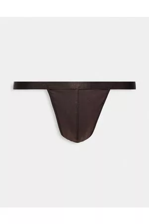 ASOS Tonal tie side thong in dark brown